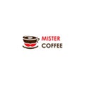 Modern flat colorful MISTER COFFEE logo design