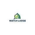 Modern flat colorful WATCH LODGE tree logo design