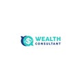 Modern flat colorful WEALTH CONSULTANT logo design