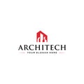 Modern flat design ARCHITECH building logo design