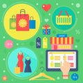 Modern flat design beauty and shopping concept icons. Icons for beauty Royalty Free Stock Photo