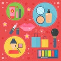 Modern flat design beauty and shopping concept icons. Icons for beauty, shopping, fashion body health care concept. Royalty Free Stock Photo