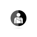 Modern flat design circle icon on medic doctor person with stethoscope on white background