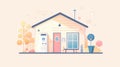 Modern flat design concept of a clean house with door and wondow. Vector illustration Royalty Free Stock Photo