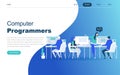 Modern flat design concept of Computer Programmers for website and mobile website development. Landing page template. Royalty Free Stock Photo