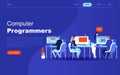 Modern flat design concept of Computer Programmers for website and mobile website development. Royalty Free Stock Photo