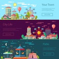 Modern flat design conceptual city illustration