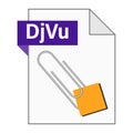 Modern flat design of DjVu file icon for web