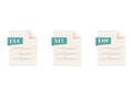 Modern flat design document icons. File format PDF, XLS, DOC. Vector image