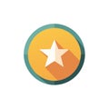 Modern flat design icon of a white star in an orange and teal circle with long shadow Royalty Free Stock Photo