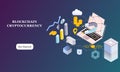 Modern flat design isometric background of blockchain and cryptocurrency for banner and website. Landing page template. Virtual ca