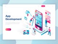Modern flat design isometric concept of App Development for banner and website. Isometric landing page template. Developing Royalty Free Stock Photo