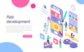 Modern flat design isometric concept of App Development for banner and website. Landing page template.