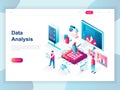 Modern flat design isometric concept of Big Data Analysis for banner and website. Isometric landing page template. Royalty Free Stock Photo