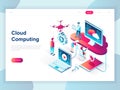 Modern flat design isometric concept of Cloud Technology for banner and website. Isometric landing page template. Royalty Free Stock Photo