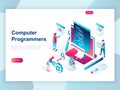 Modern flat design isometric concept of Computer Programmers for banner and website. Isometric landing page template. Royalty Free Stock Photo