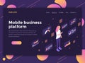 Flat Modern design of website template - Mobile business platform Royalty Free Stock Photo