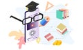 Modern flat design isometric concept of Online Education for banner and website. Isometric landing page template. Online training Royalty Free Stock Photo