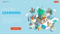 Modern flat design isometric concept of Online Education. Landing page template. Training courses, specialization, tutorials, lect Royalty Free Stock Photo