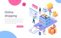 Modern flat design isometric concept of Online Shopping for banner and website. Landing page template. Royalty Free Stock Photo