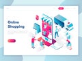 Modern flat design isometric concept of Online Shopping for banner and website. Isometric landing page template. Royalty Free Stock Photo