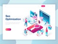 Modern flat design isometric concept of SEO Analysis for banner and website. Isometric landing page template. Royalty Free Stock Photo