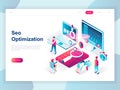 Modern flat design isometric concept of SEO Analysis for banner and website. Isometric landing page template. Search engine Royalty Free Stock Photo