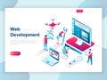 Modern flat design isometric concept of Web Development for banner and website. Isometric landing page template. Developer coding Royalty Free Stock Photo