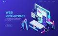 Modern flat design isometric concept of Web Development decorated people character for website and mobile website Royalty Free Stock Photo