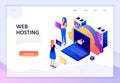 Modern flat design isometric concept of Web Hosting decorated people character for website Royalty Free Stock Photo