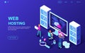 Modern flat design isometric concept of Web Hosting decorated people character for website and mobile website Royalty Free Stock Photo