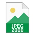 Modern flat design of JPEG 2000 file icon for web