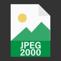 Modern flat design of JPEG 2000 file icon for web