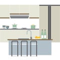 Modern Flat Design Kitchen Interior