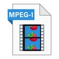 Modern flat design of MPEG-1 file icon for web