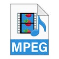 Modern flat design of MPEG illustration file icon for web