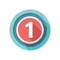 Modern Flat Design Number One Icon in Colorful Circle Showing First Priority or Rank Royalty Free Stock Photo
