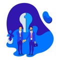 Modern flat design on partnership or teamwork with business men