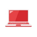 Modern flat design red and white laptop computer illustration Royalty Free Stock Photo