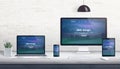 Modern flat design, responsive web site on multiple devices Royalty Free Stock Photo