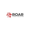 Modern flat design ROAR lion habitat logo design