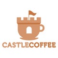 Modern flat design simple minimalist castle kingdom coffee cafe logo icon design template vector with modern illustration concept Royalty Free Stock Photo