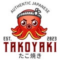 Modern flat design simple minimalist cute octopus takoyaki mascot character logo icon design template vector with modern