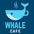 Modern flat design simple minimalist whale coffee logo icon design template vector with modern illustration concept style for cafe Royalty Free Stock Photo