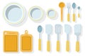 Set of kitchen tools household utensil kitchenware Royalty Free Stock Photo