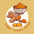 Modern flat design of turmeric for healthy and cosmetics products