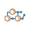 Network Connection Flow Diagram Icon: Abstract Hexagon and Dot Structure Royalty Free Stock Photo