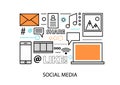 Modern flat design vector illustration, concept of social media, social networking, web communtity and posting news