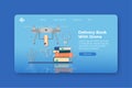 Modern flat design vector illustration. Delivery Book With Drone Landing Page and Web Banner Template. Digital Bookstore Digital