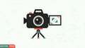 Flat Design Video Camera on Tripod Icon Royalty Free Stock Photo
